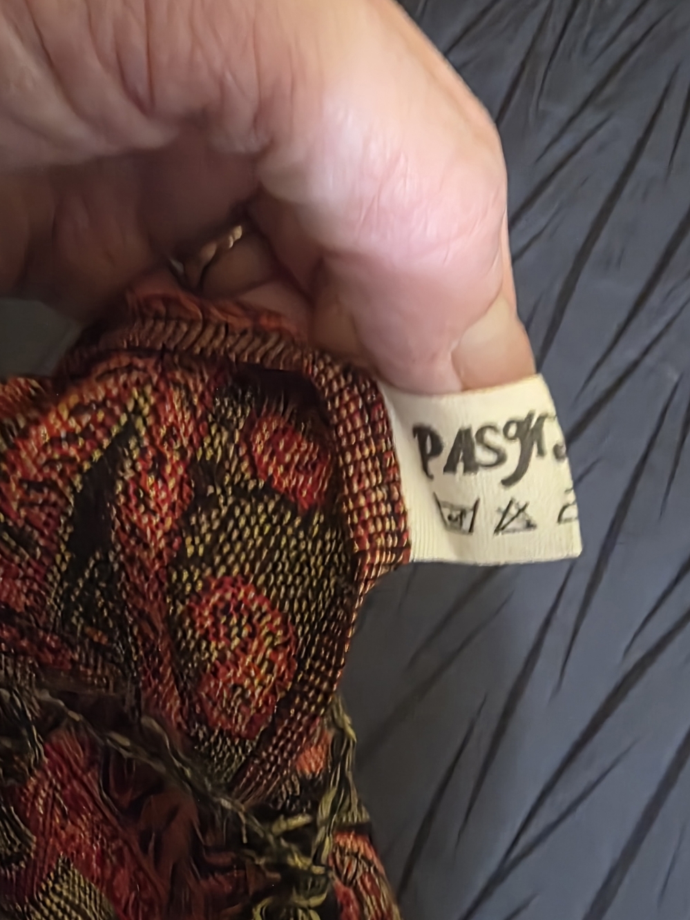 Pashnina Red Paisley Fringe Wrap Scarf. 75×28in. - Picture 2 of 3